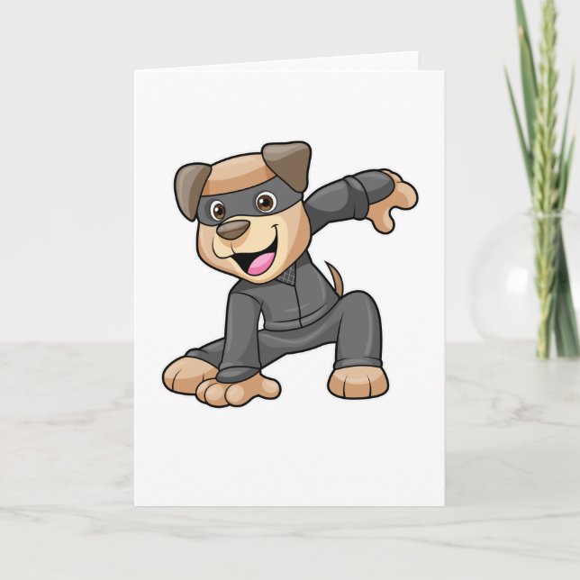 Tarjeta Perro con traje de ninja (Anverso)