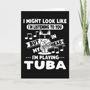 Tarjeta Perro con Tuba Tubista Tubista