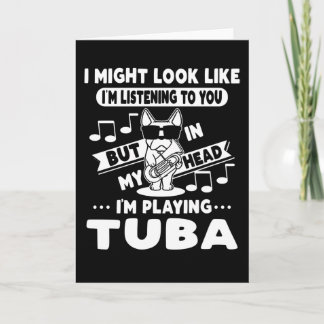 Tarjeta Perro con Tuba Tubista Tubista