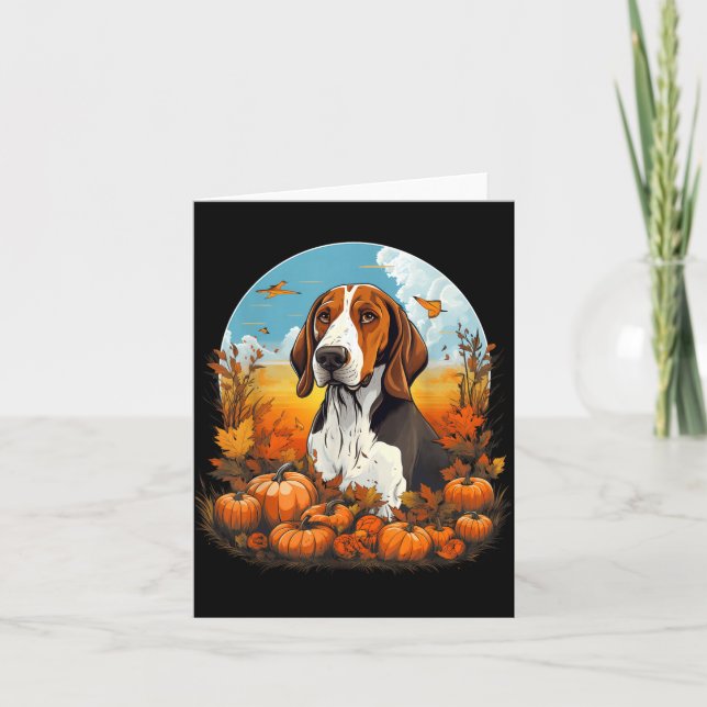 Tarjeta Perro Coonhound de Pumpkin Treeing Walker Hallowee (Anverso)