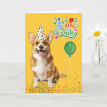 Perro Corgi Galés con sombrero de fiesta sobre cum