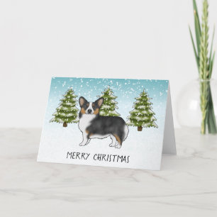 Tarjeta Perro Corgi Pembroke Tricolor Negro Navidad de Inv