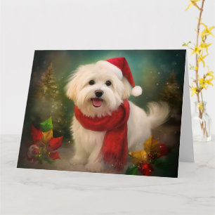 Tarjeta Perro Coton De Tulear en Navidades de Nieve