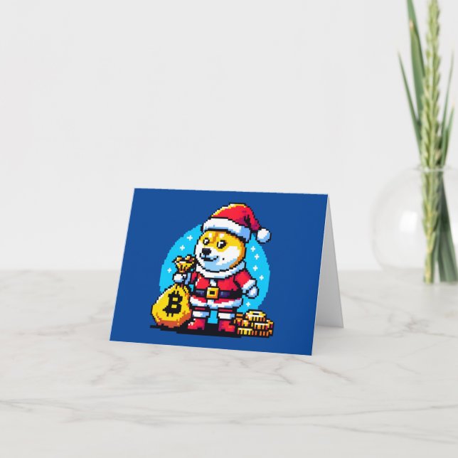Tarjeta Perro Cripto Festivo - Diseño de Navidad en Arte d (Anverso)