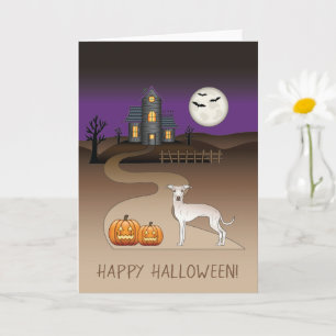 Tarjeta Perro Cute Iggy Crema Y Casa Embrujada De Hallowee