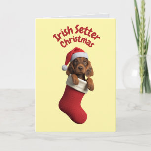 Tarjeta Perro Cute Irish Setter Navidad