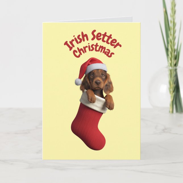 Tarjeta Perro Cute Irish Setter Navidad (Anverso)