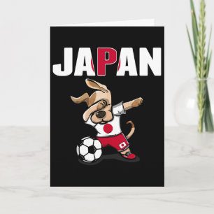 Tarjeta Perro Dabbing Japón Fans de Fútbol Jersey Bandera
