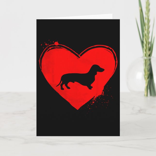 Tarjeta Perro Dachshund Corazón Forma San Valentín Amantes (Anverso)