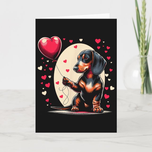 Tarjeta Perro Dachshund Día de San Valentín Dueño de perro (Anverso)