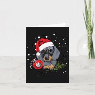 Tarjeta Perro Dachshund Luz del Árbol de Navidad Regalo de