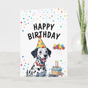 Tarjeta Perro dálmata con pastel cumpleaños