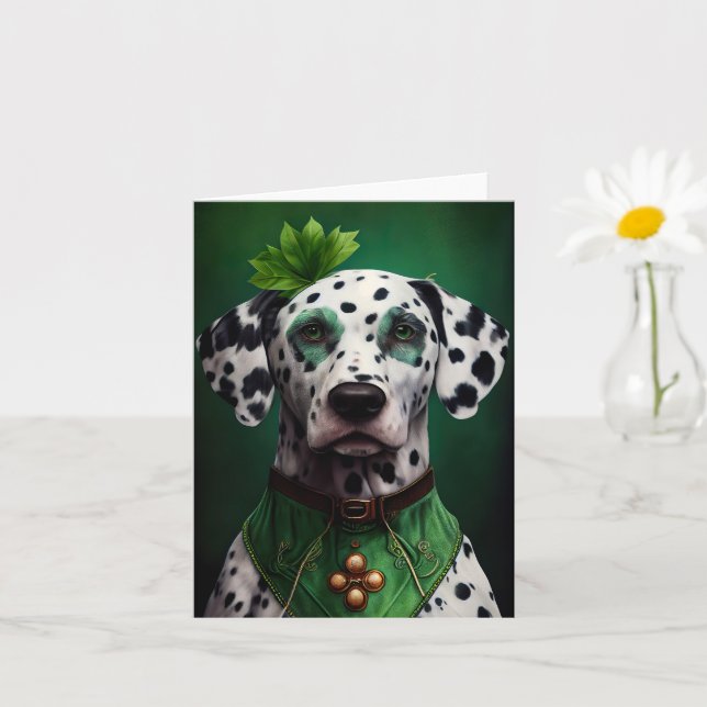 Tarjeta Perro dálmata con vestido del día de San Patricio (Planta pequeña)
