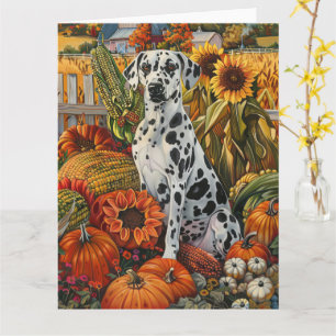 Tarjeta Perro dálmata cosecha de otoño Día de Acción de Gr
