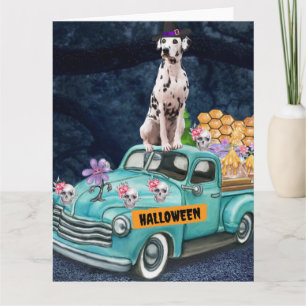 Tarjeta Perro dálmata Halloween Camión Noche Espeluznante