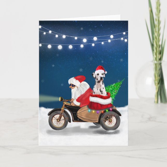 Tarjeta Perro dálmata Navidad Santa Claus   (Anverso)
