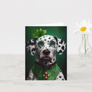Tarjeta Perro dalmatiano con vestido del Día de San Patric