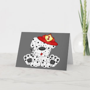 Tarjeta Perro Dalmation del fuego y gorra
