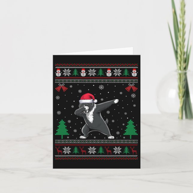 Tarjeta Perro de Agua Portugués con sombrero de Santa haci (Anverso)