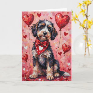 Tarjeta Perro de Agua Portugués Día de San Valentín con Co