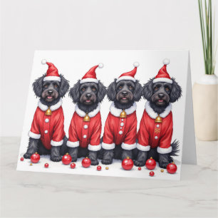 Tarjeta Perro de Agua Portugués vestido de Navidad sombrer