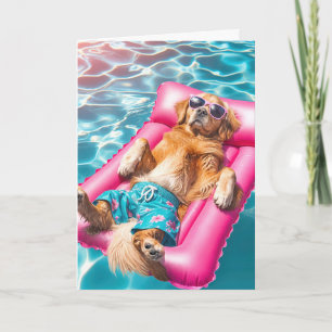 Tarjeta Perro de agua Retriever Dorado Cumpleaños en colch