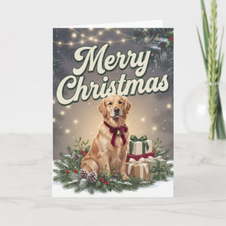 Tarjeta Perro de Agua Retriever Navideño Moderno de Mitad