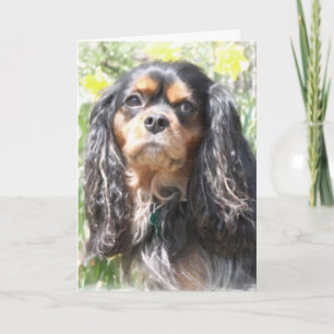 Tarjeta Perro de aguas de rey Charles arrogante pintado