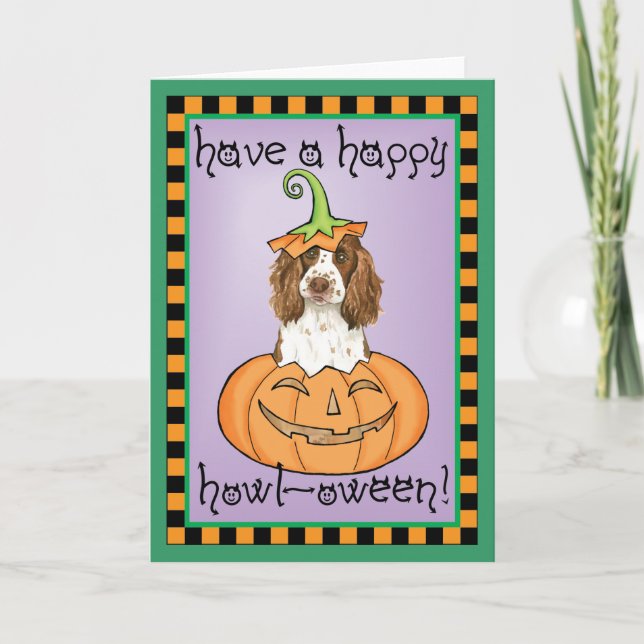Tarjeta Perro de aguas de saltador inglés de Halloween (Anverso)