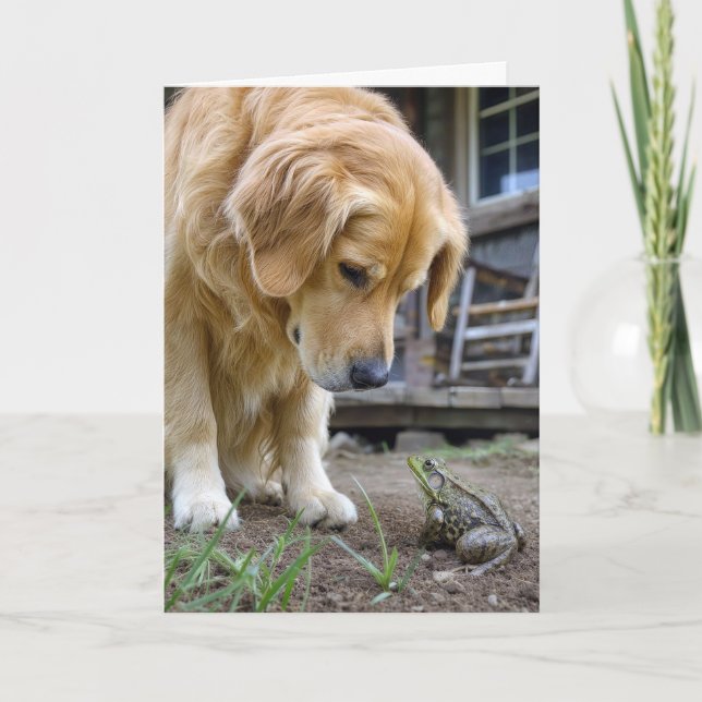 Tarjeta Perro de aguas retriever dorado de cumpleaños y ra (Anverso)