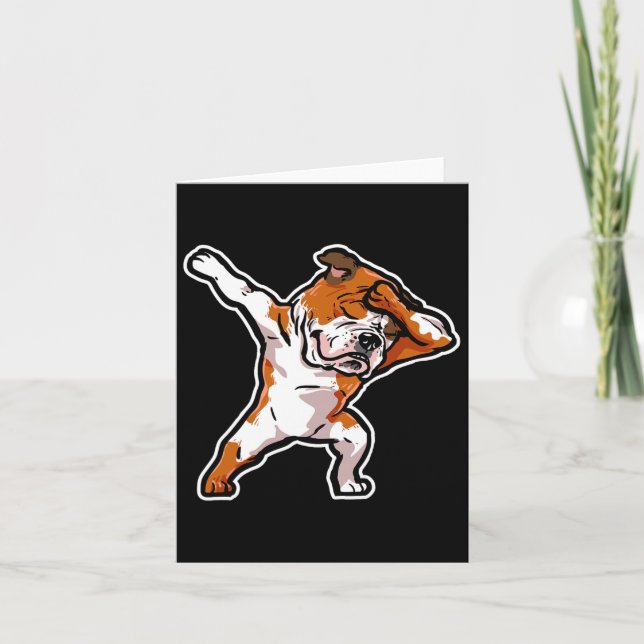 Tarjeta Perro de baile Dab Dance Dabbing Bulldog inglés (Anverso)