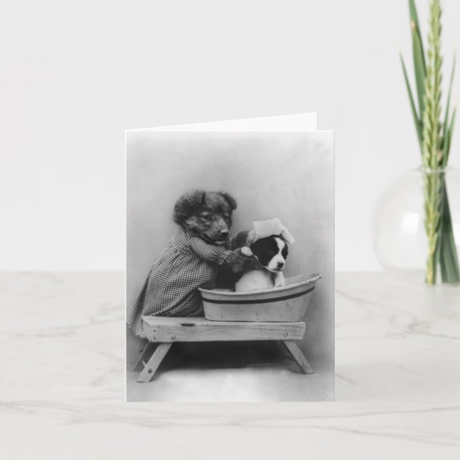 Tarjeta Perro de baño de perro (Anverso)