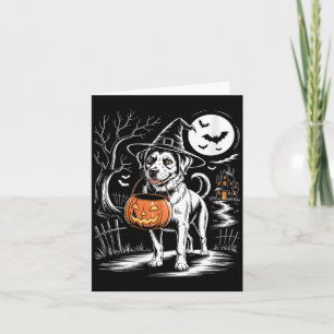 Tarjeta Perro de bruja vintage para mujer con perro de cal