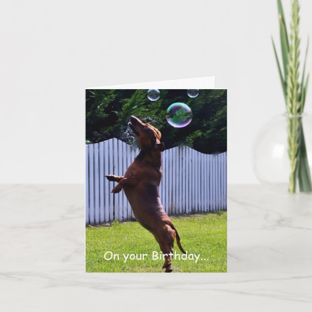 Tarjeta Perro de burbuja de cumpleaños (Anverso)