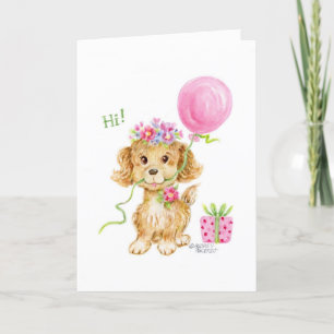 Tarjeta Perro de cachorro de flor de cumpleaños que eres t