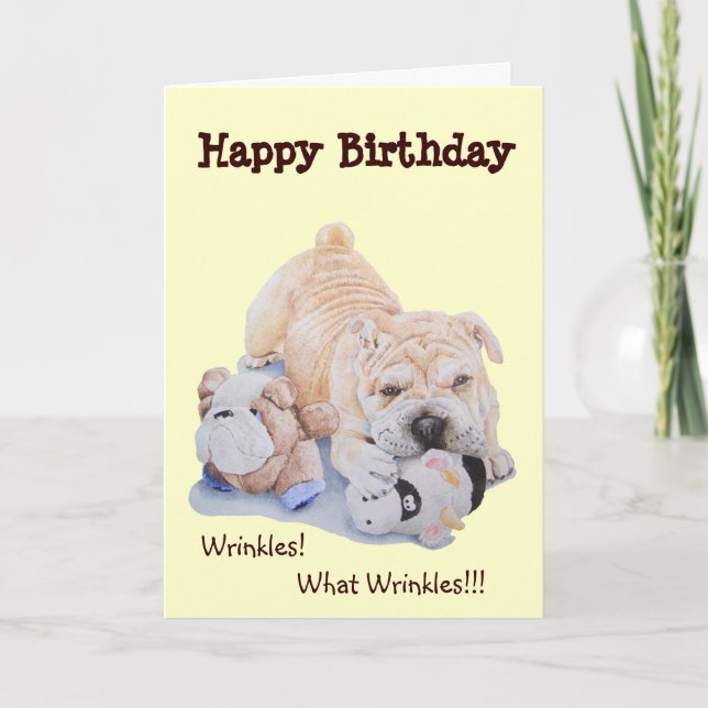 Tarjeta Perro de cachorro lindo shar pei y cumpleaños grac (Anverso)