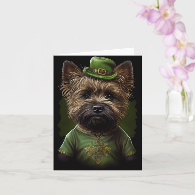 Tarjeta Perro de Cairn Terrier en el vestido de San Patric (Orquídea)