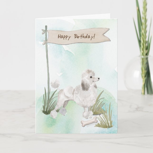 Tarjeta Perro de cangrejo blanco bajo Rótulo de cumpleaños (Anverso)