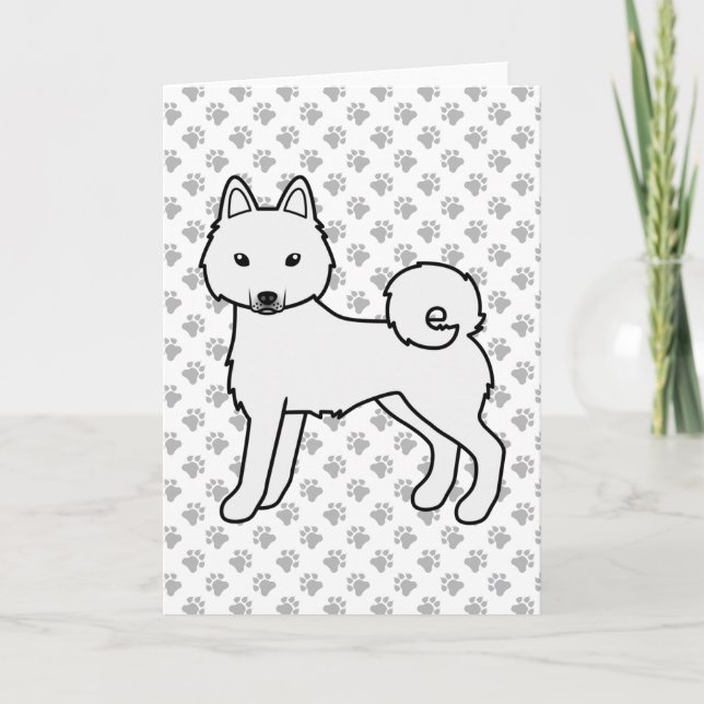 Tarjeta Perro de caricatura blanco alasqués Klee Kai (Anverso)