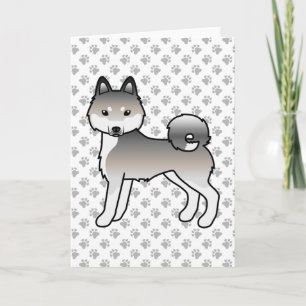 Tarjeta Perro De Caricatura Blanco Y Gris Klee Kai