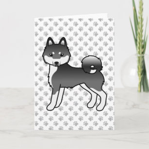 Tarjeta Perro De Caricatura Blanco Y Negro Klee Kai