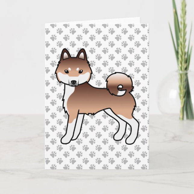 Tarjeta Perro De Caricatura Blanco Y Rojo Klee Kai (Anverso)