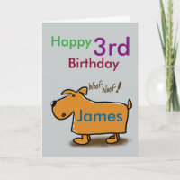 Perro de caricatura feliz nombre de 3 años