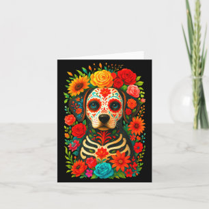 Tarjeta Perro de cráneo de azúcar Día de Muertos Halloween