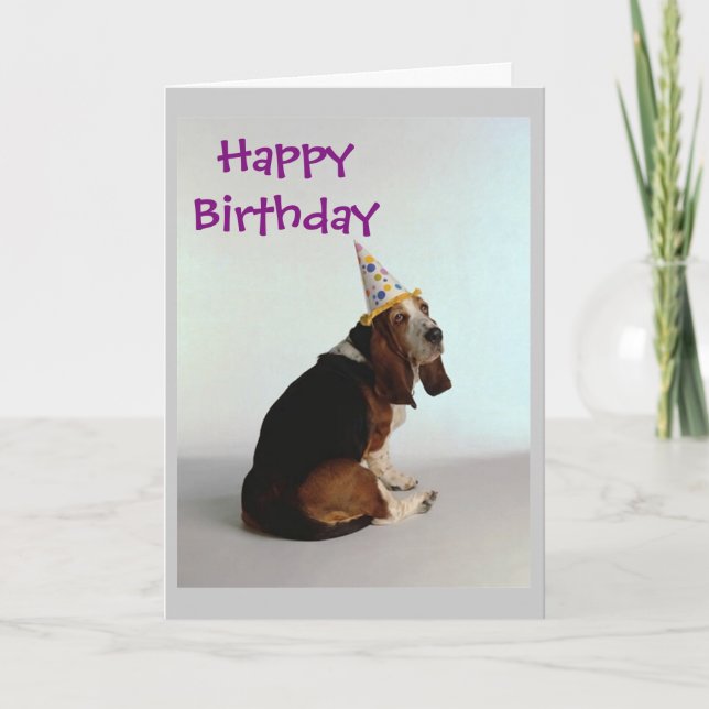 Tarjeta Perro de cumpleaños de Basset (Anverso)