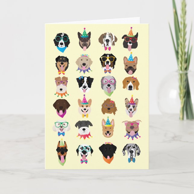 Tarjeta Perro de cumpleaños feliz enfrenta a animales pobr (Anverso)