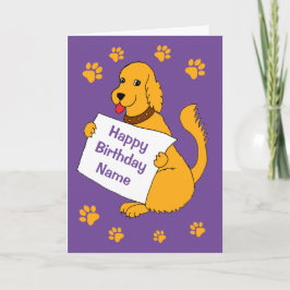 Tarjeta Perro de dibujos animados con mensaje Cumpleaños p