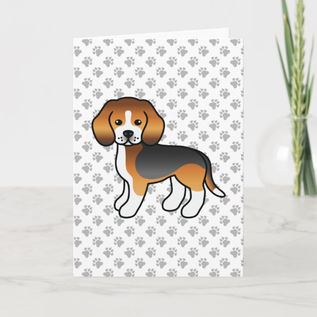 Tarjeta Perro de dibujos animados de color beagle (Anverso)
