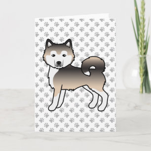 Tarjeta Perro de dibujos animados lindo Malamute de Alaska
