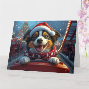 Tarjeta Perro de Ganado Australiano Montaña Rusa Navidad
